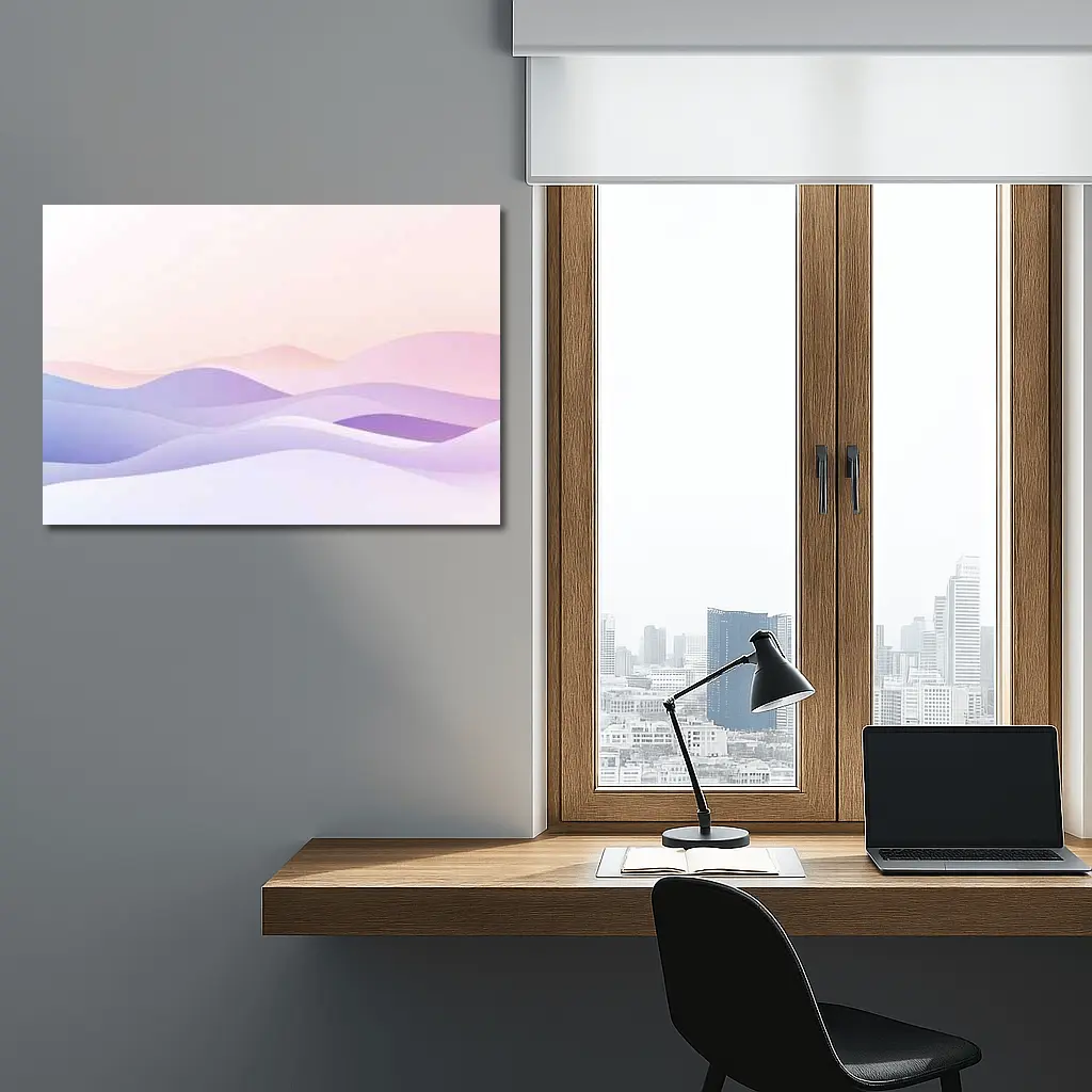 Soft Pastel Abstract Wave Landscape Art – Wall Art