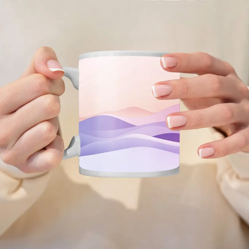 Soft Pastel Abstract Wave Landscape Art – Mugs