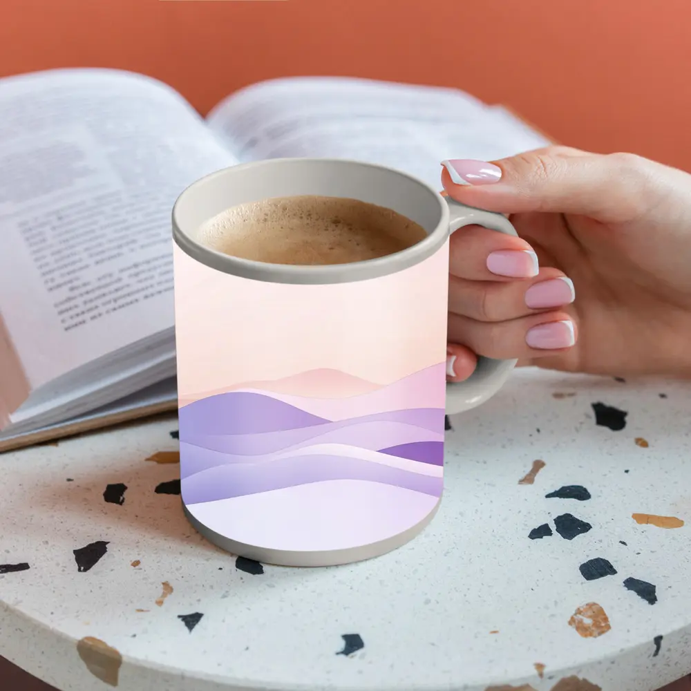 Soft Pastel Abstract Wave Landscape Art – Mugs