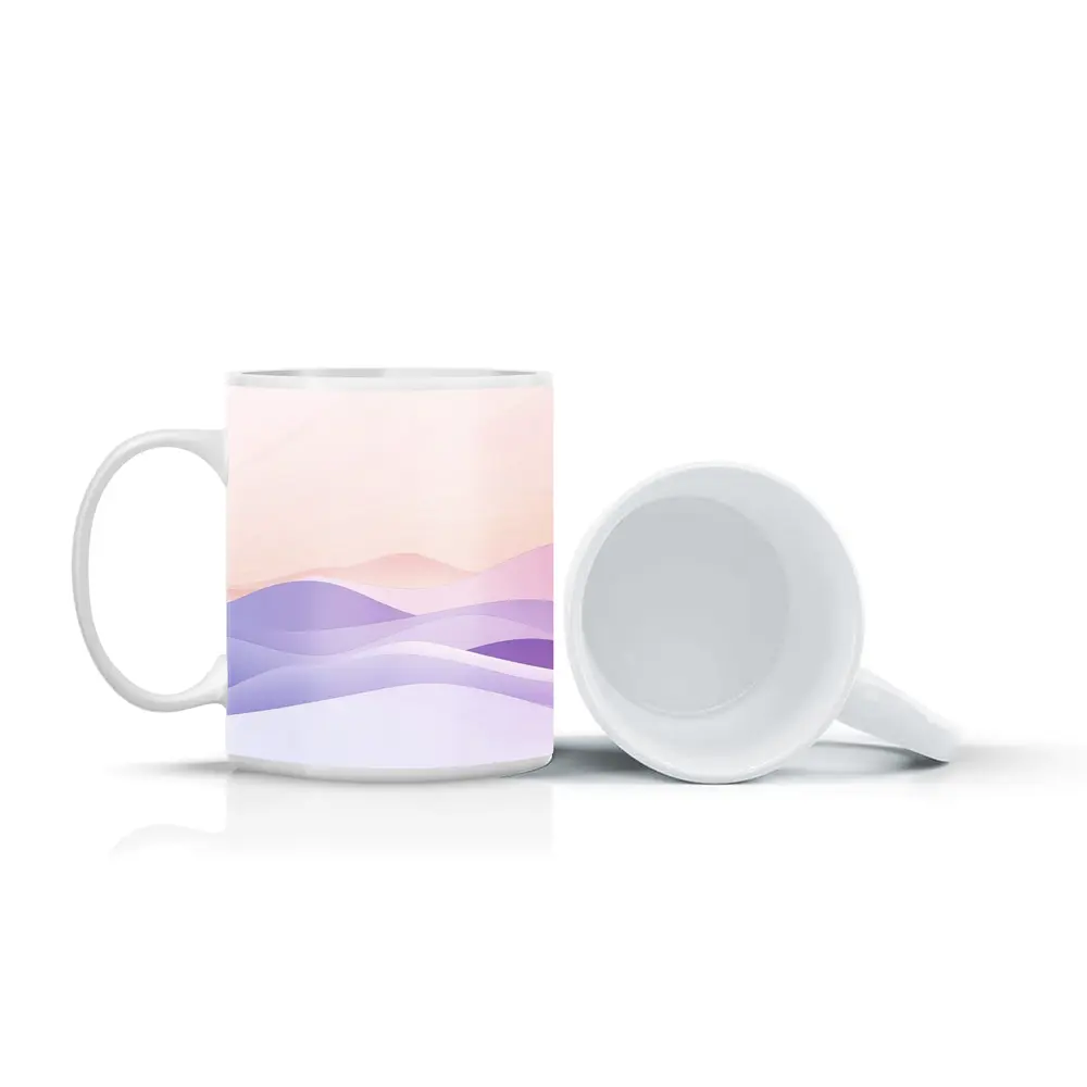 Soft Pastel Abstract Wave Landscape Art – Mugs