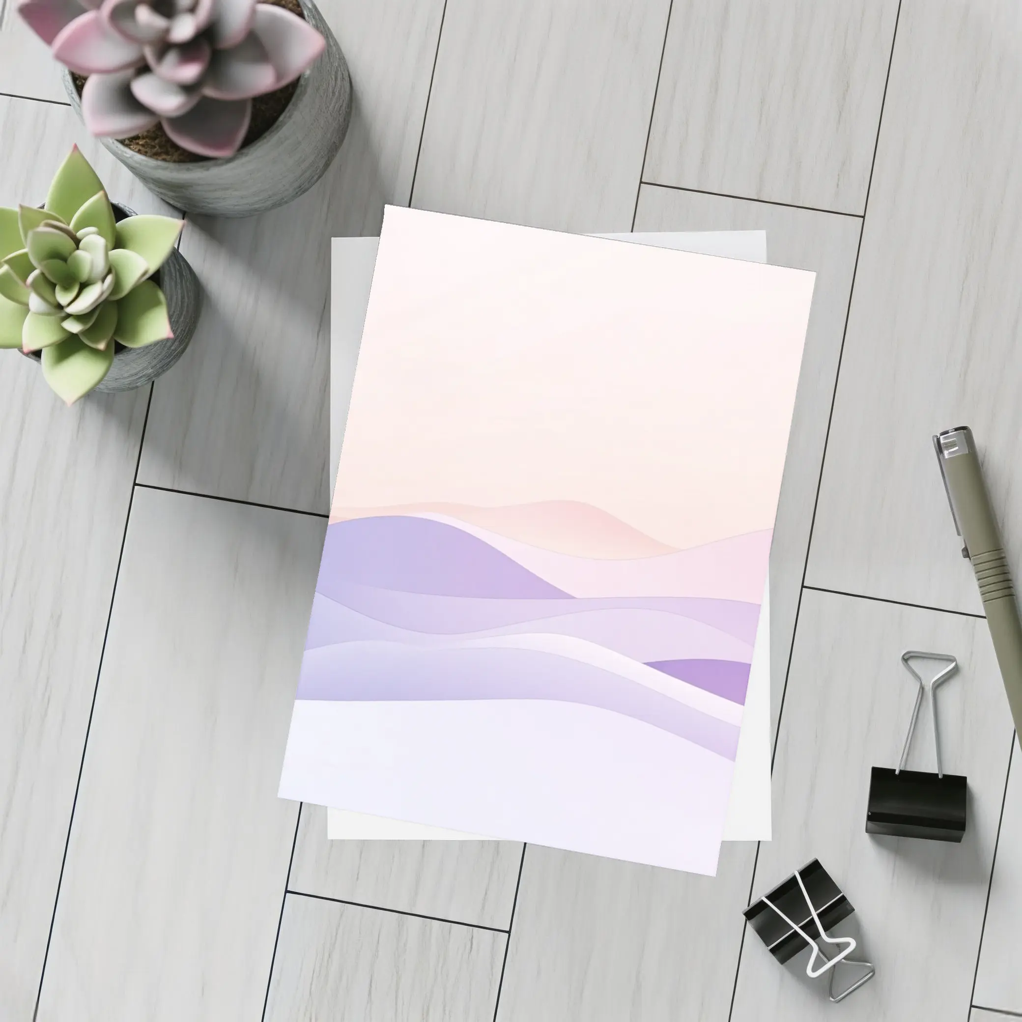 Soft Pastel Abstract Wave Landscape Art – Postcards