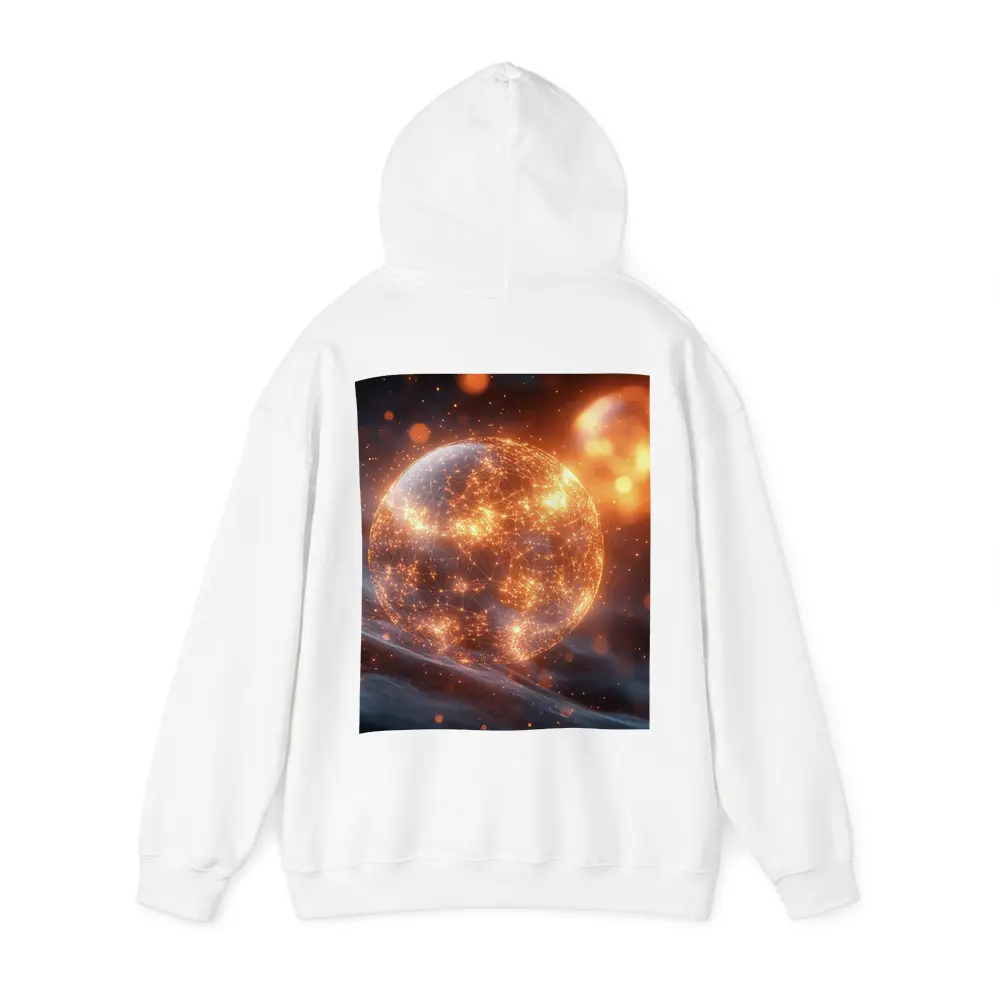 Glowing Network Sphere Dark Space Background – Hoodies