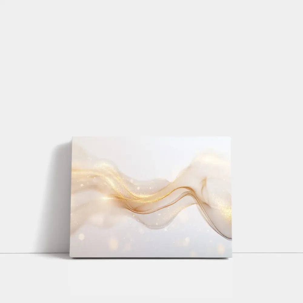 Gold Glitter Wave Flow Abstract Beige Background – Wall Art