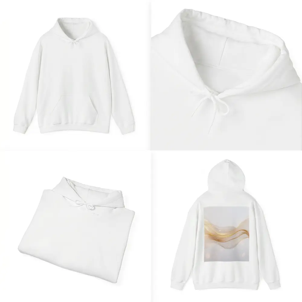 Gold Glitter Wave Flow Abstract Beige Background – Hoodies