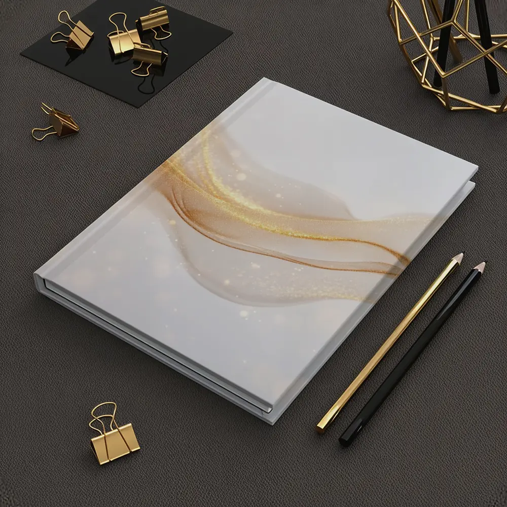 Gold Glitter Wave Flow Abstract Beige Background – Notebooks