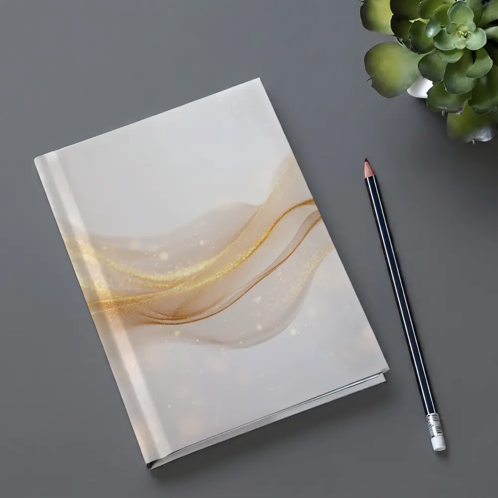 Gold Glitter Wave Flow Abstract Beige Background – Notebooks