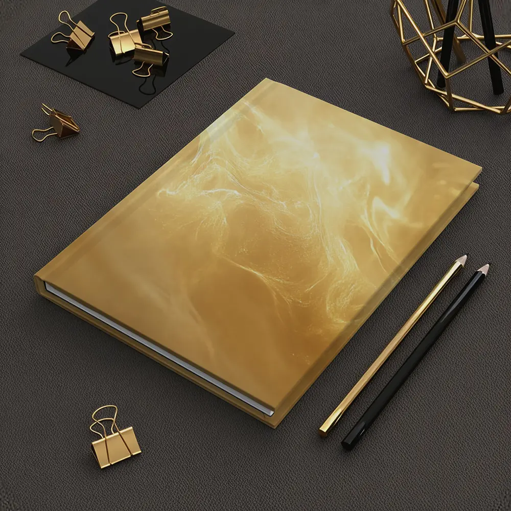 Golden Swirling Smoke Abstract Art Print – Notebooks