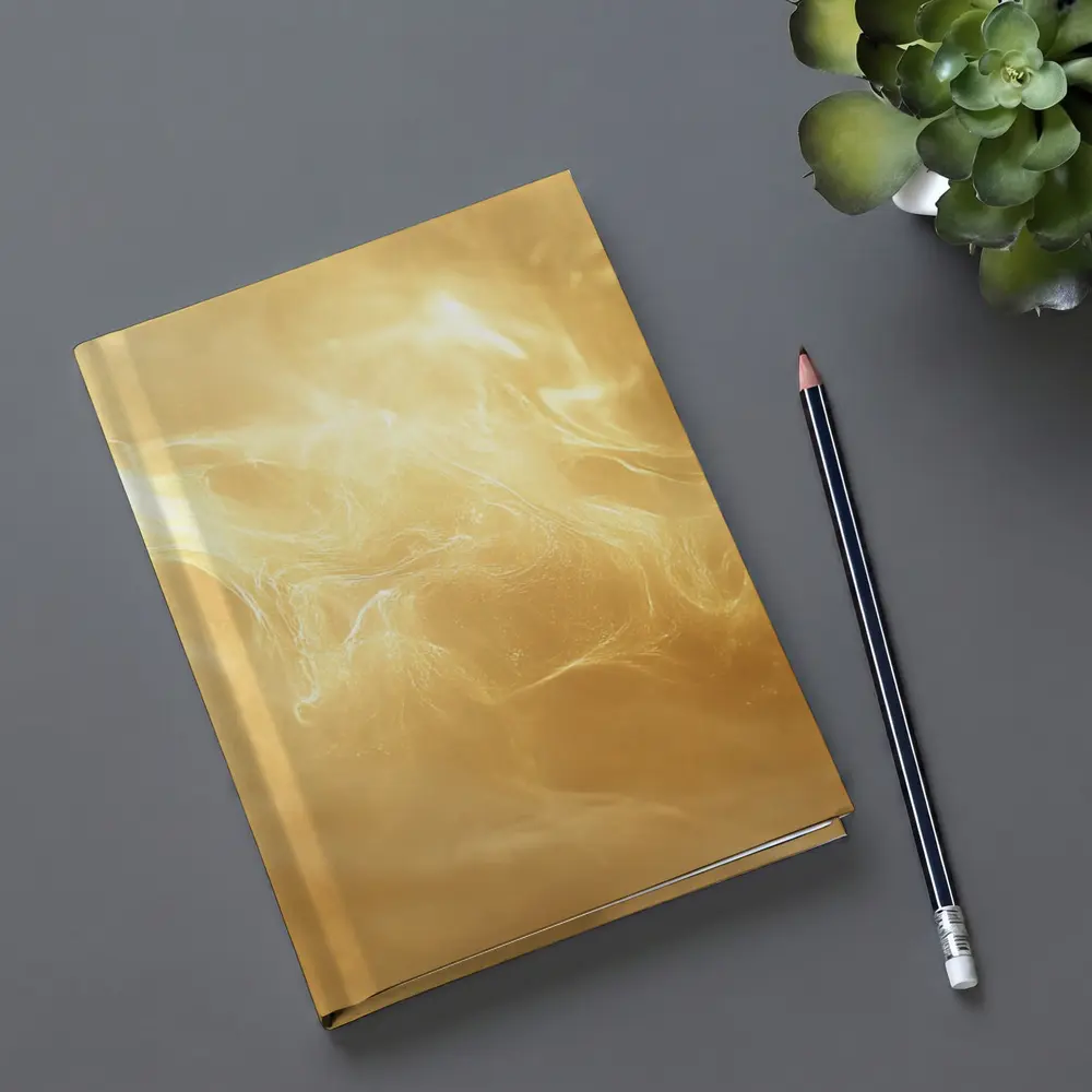 Golden Swirling Smoke Abstract Art Print – Notebooks
