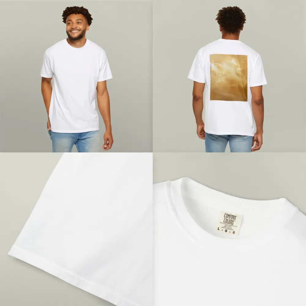 Golden Swirling Smoke Abstract Art Print – T-Shirts