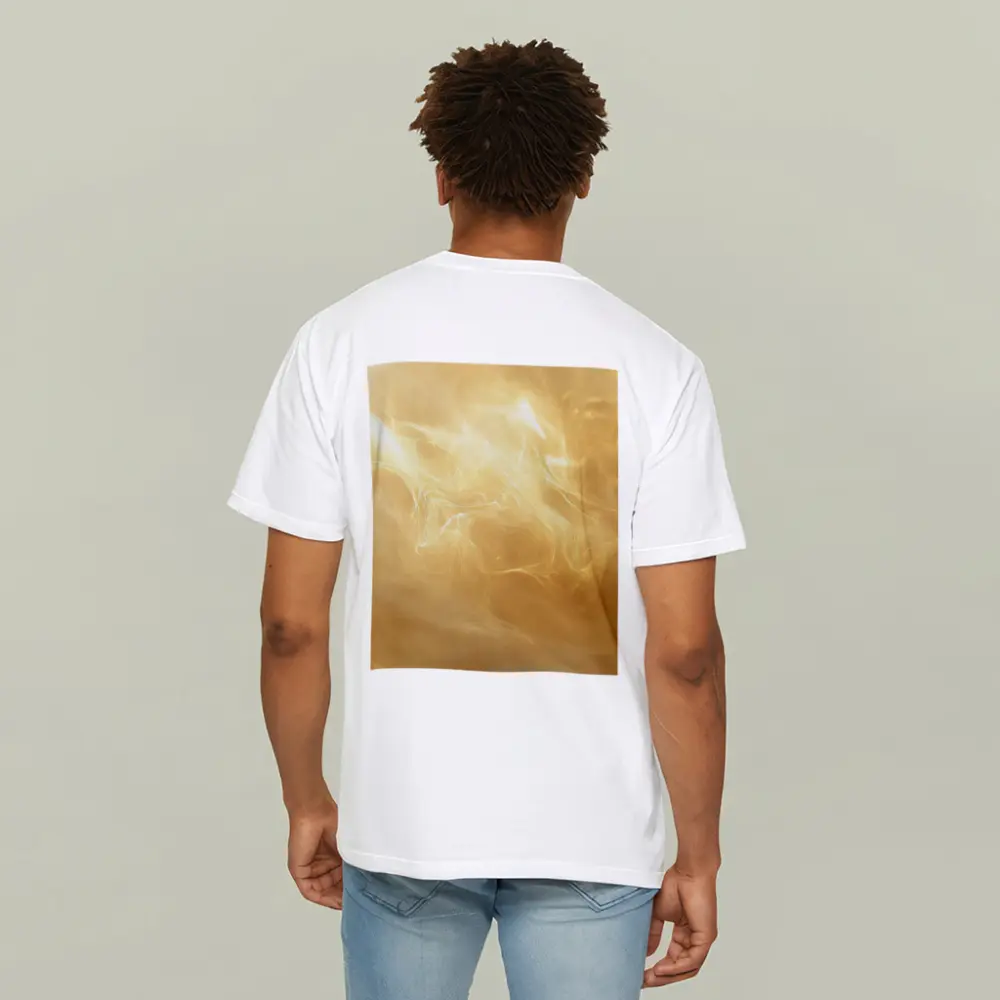 Golden Swirling Smoke Abstract Art Print – T-Shirts
