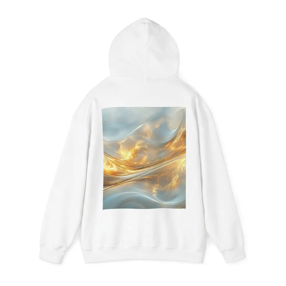 Gold and White Abstract Flowing Waves Art – Hoodies