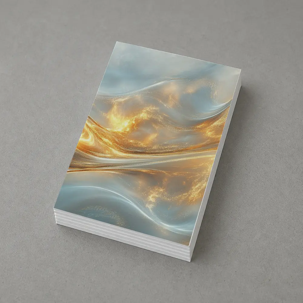 Gold and White Abstract Flowing Waves Art – Postcards