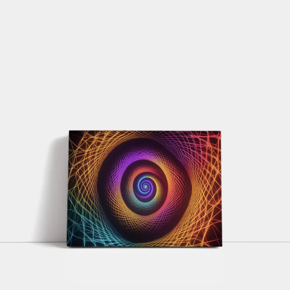 Rainbow Spiral Neon Abstract Dark Background – Wall Art
