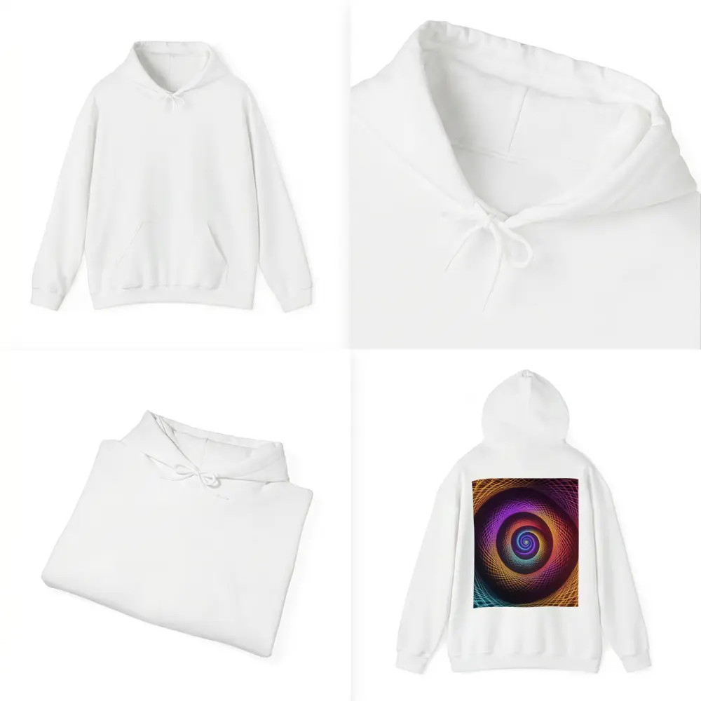 Rainbow Spiral Neon Abstract Dark Background – Hoodies