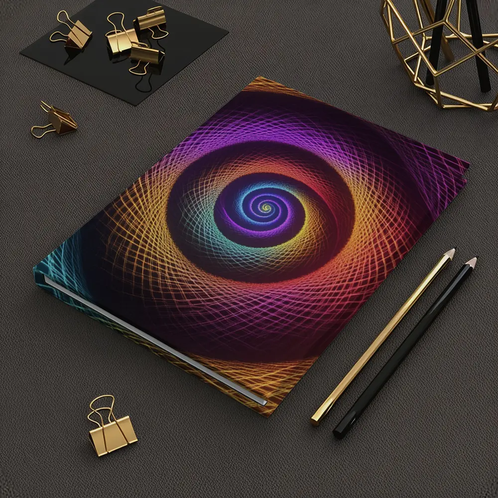 Rainbow Spiral Neon Abstract Dark Background – Notebooks
