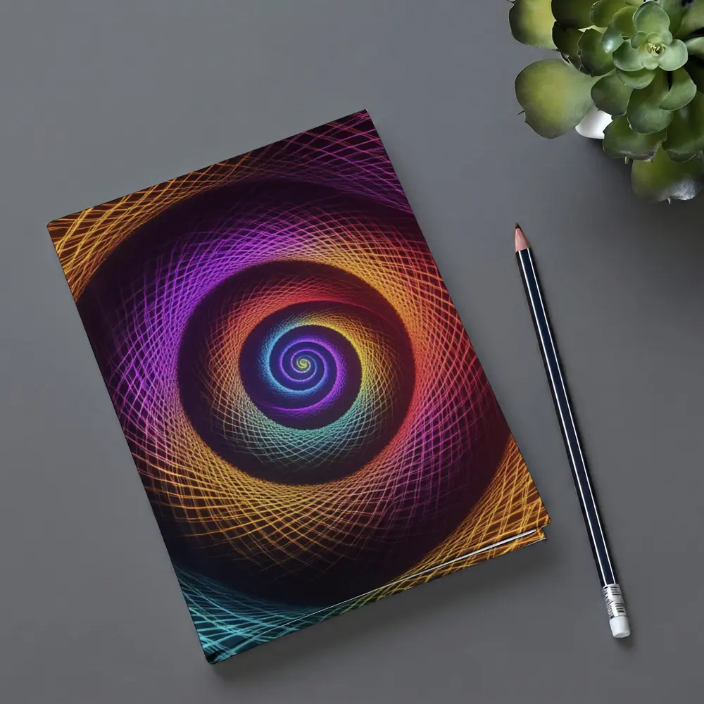 Rainbow Spiral Neon Abstract Dark Background – Notebooks