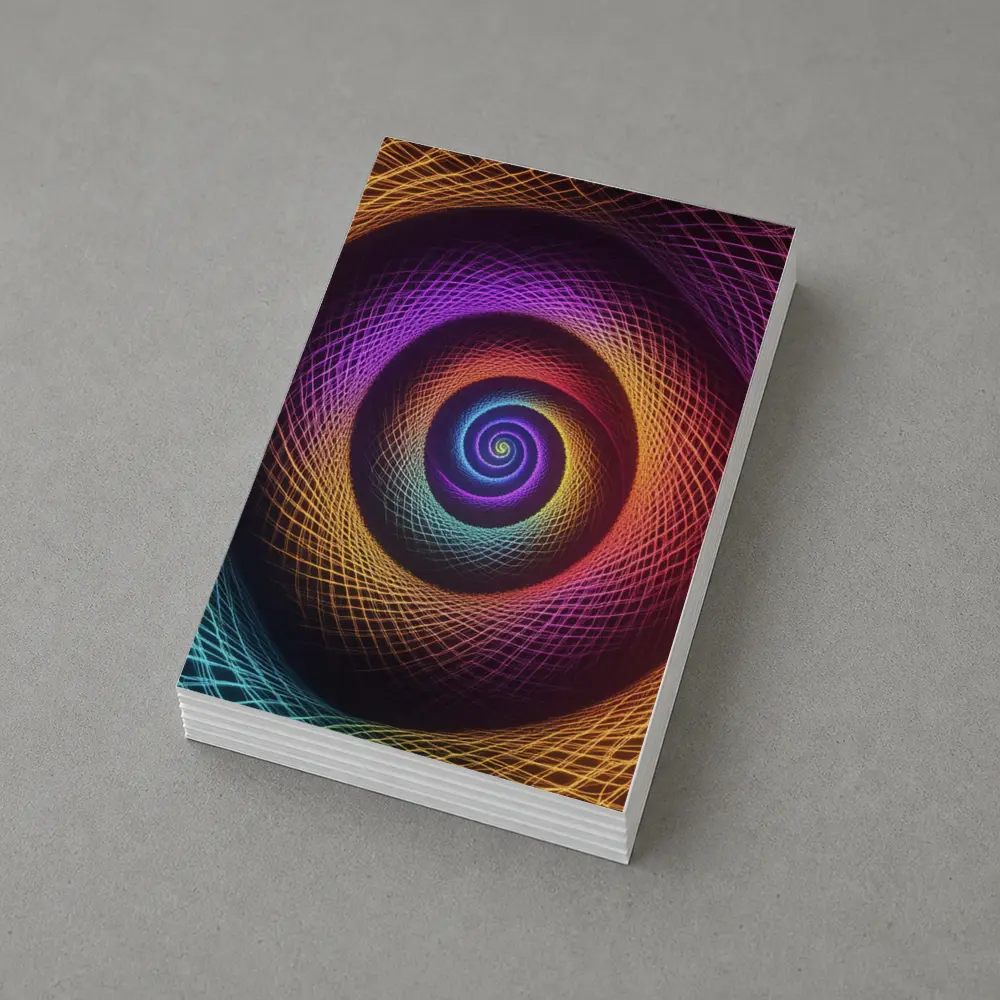 Rainbow Spiral Neon Abstract Dark Background – Postcards