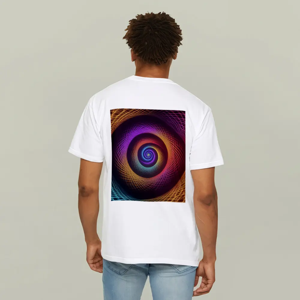 Rainbow Spiral Neon Abstract Dark Background – T-Shirts