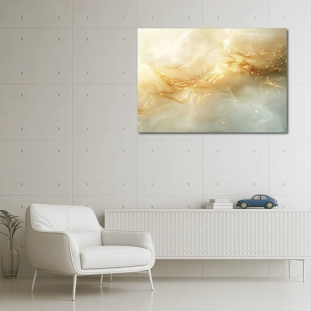 Gold Swirl Abstract Beige Marble Art – Wall Art