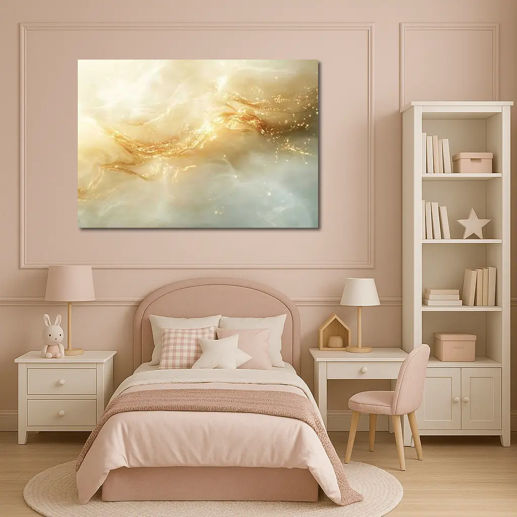 Gold Swirl Abstract Beige Marble Art – Wall Art
