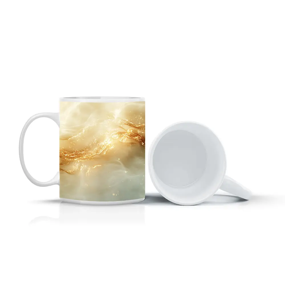 Gold Swirl Abstract Beige Marble Art – Mugs