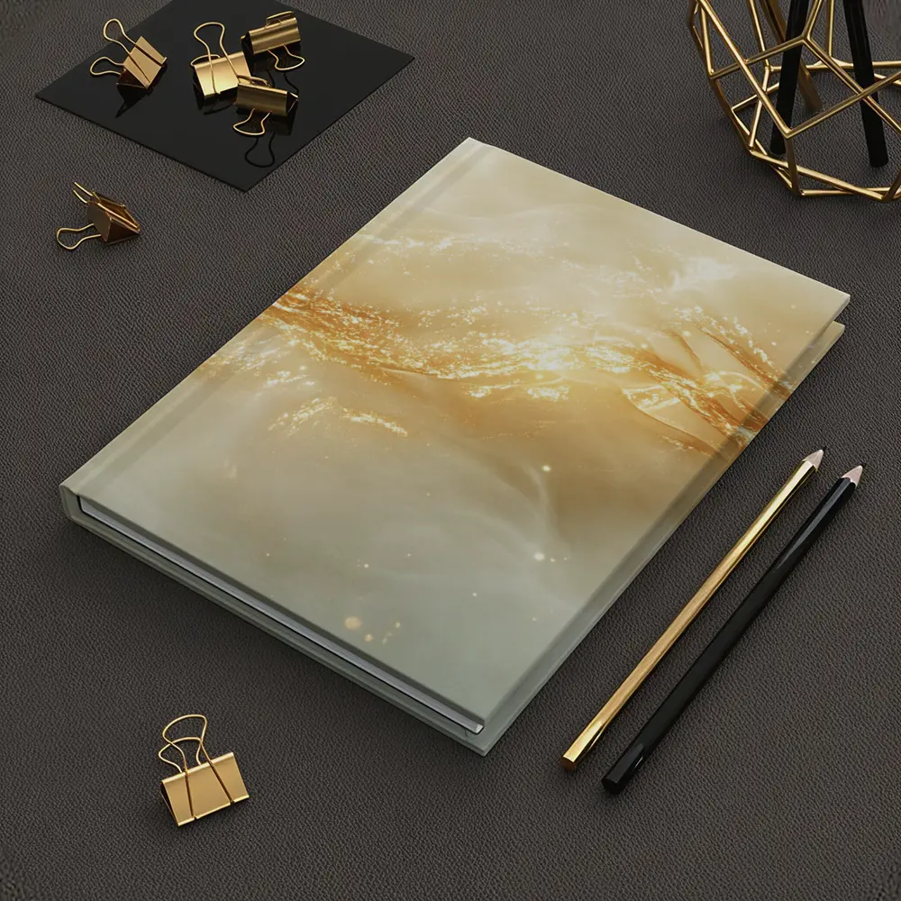 Gold Swirl Abstract Beige Marble Art – Notebooks