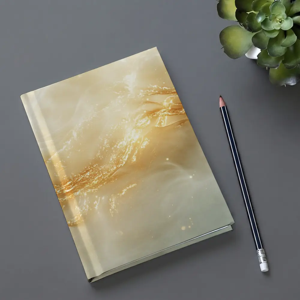 Gold Swirl Abstract Beige Marble Art – Notebooks