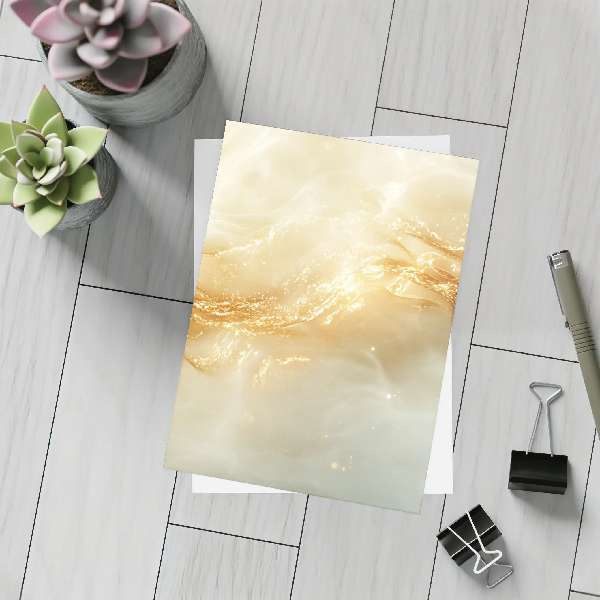 Gold Swirl Abstract Beige Marble Art – Postcards