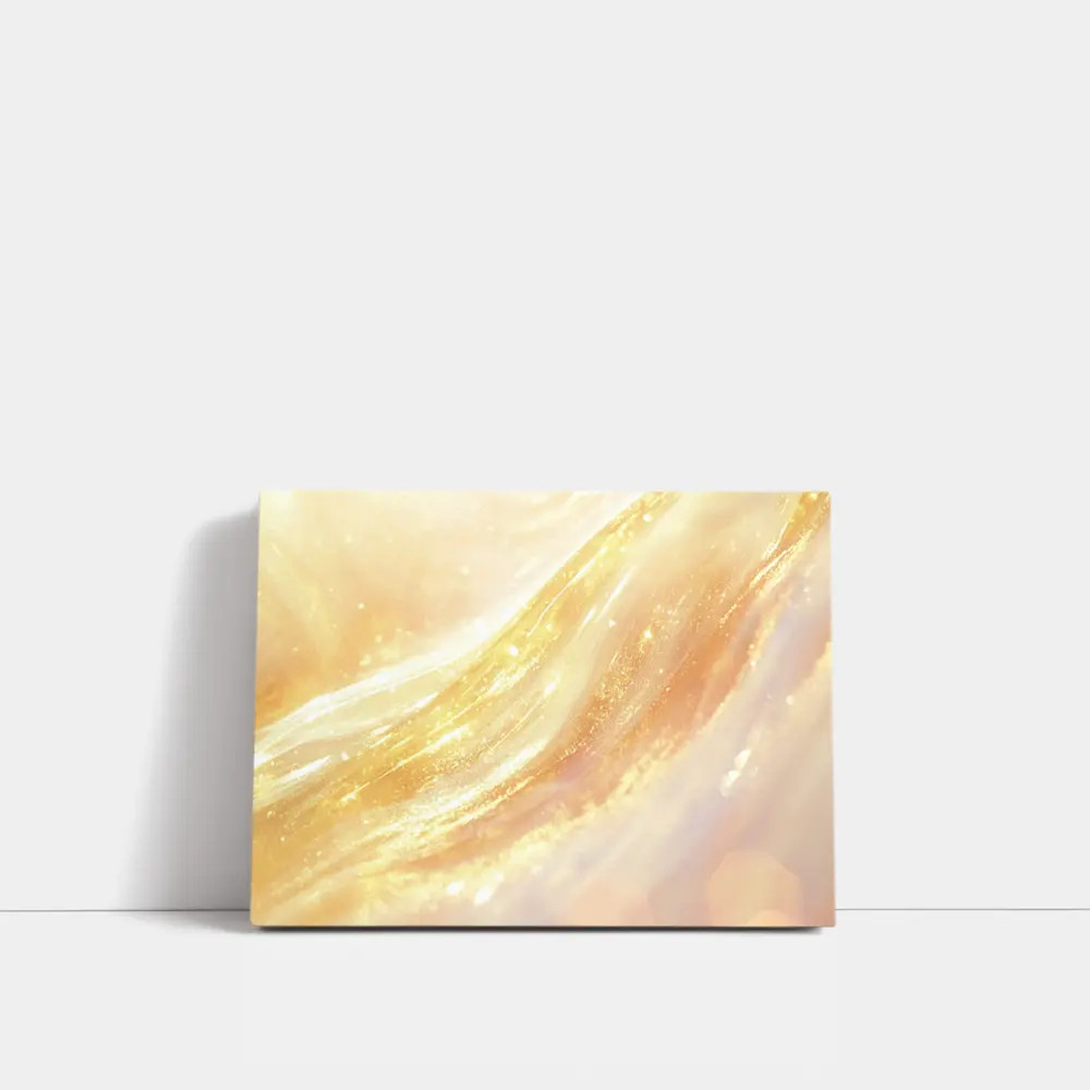 Golden Light Waves Abstract Glitter Art – Wall Art