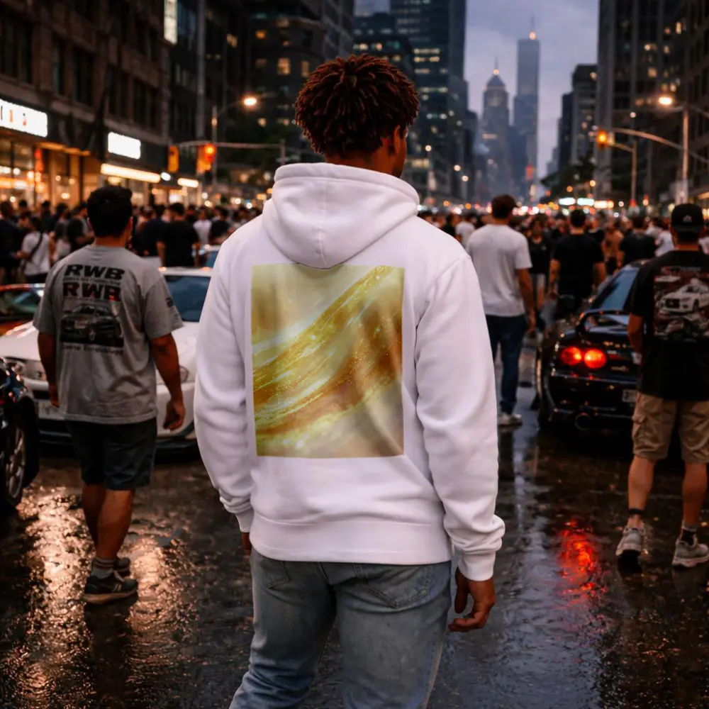 Golden Light Waves Abstract Glitter Art – Hoodies