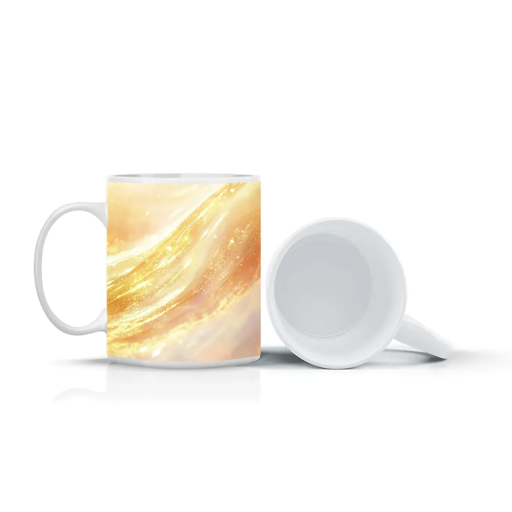 Golden Light Waves Abstract Glitter Art – Mugs
