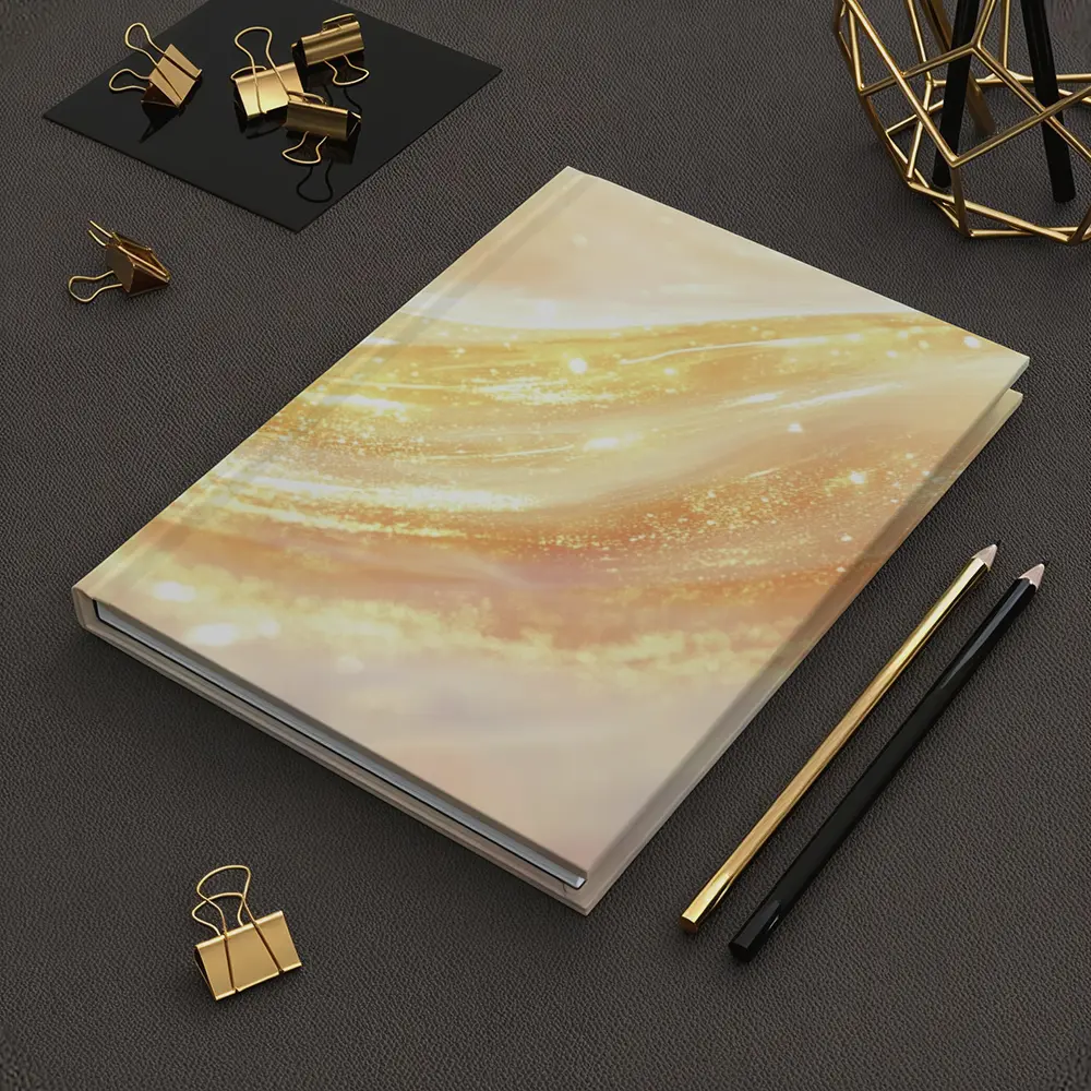 Golden Light Waves Abstract Glitter Art – Notebooks
