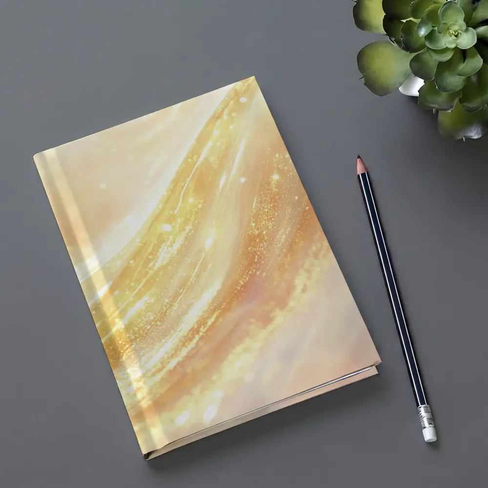 Golden Light Waves Abstract Glitter Art – Notebooks