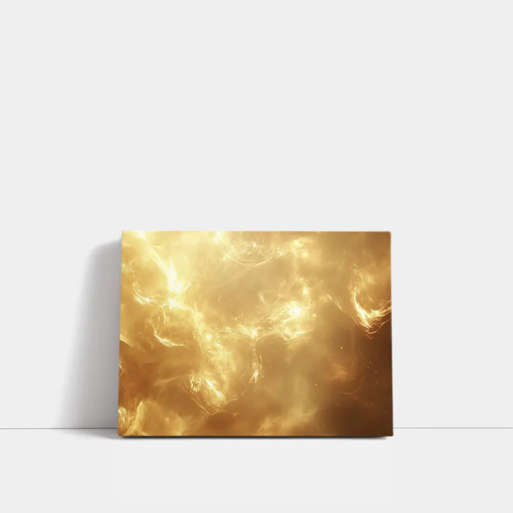 Golden Nebula Swirling Light Abstract Space – Wall Art