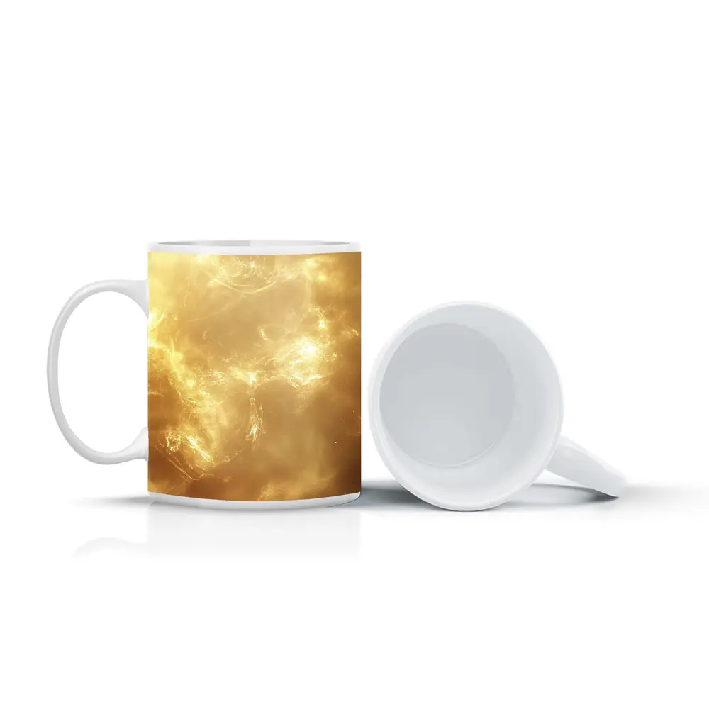 Golden Nebula Swirling Light Abstract Space – Mugs