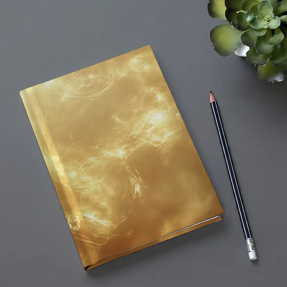 Golden Nebula Swirling Light Abstract Space – Notebooks