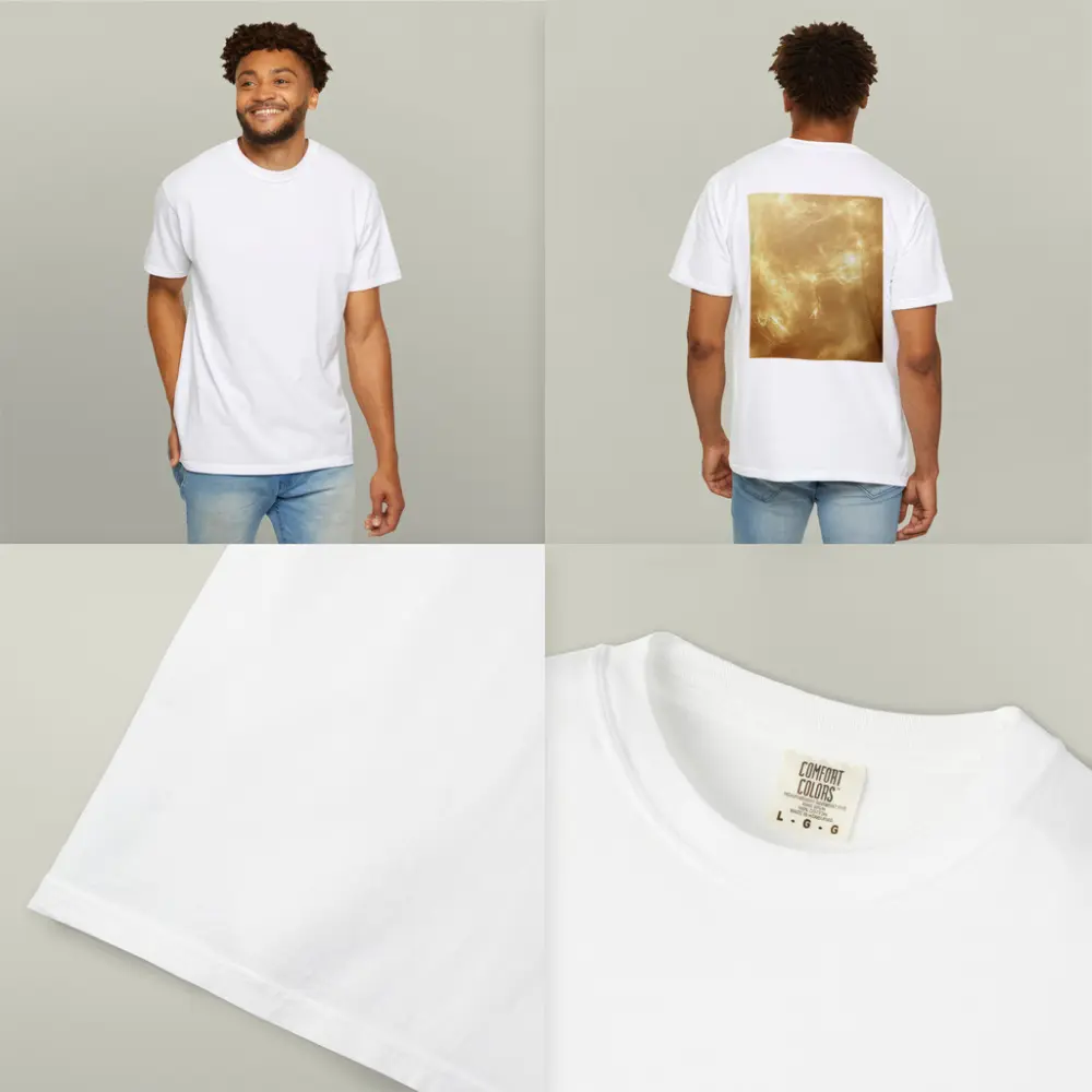 Golden Nebula Swirling Light Abstract Space – T-Shirts