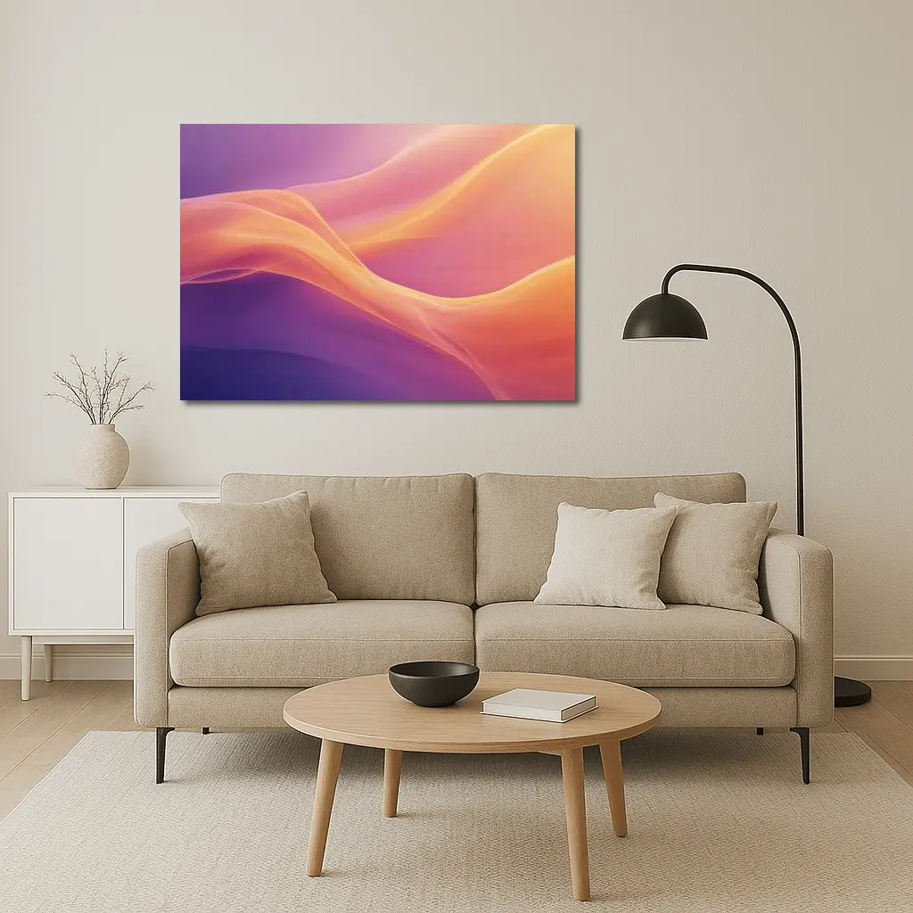 Soft Orange Purple Abstract Wave Art – Wall Art