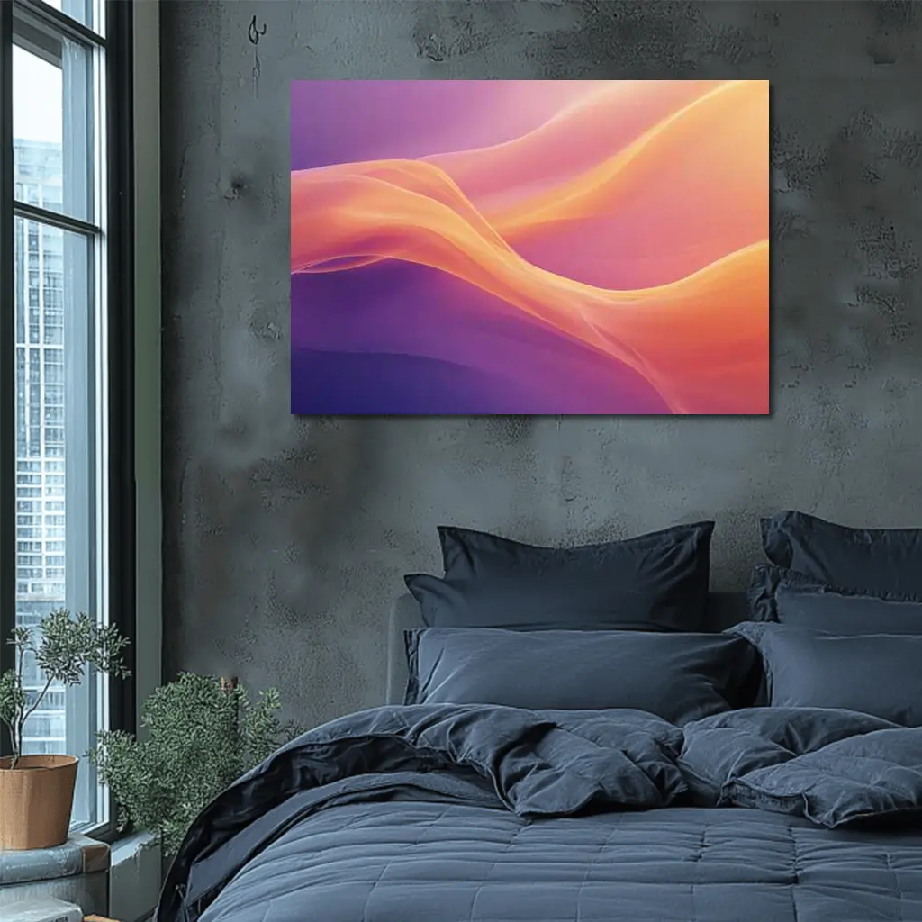 Soft Orange Purple Abstract Wave Art – Wall Art