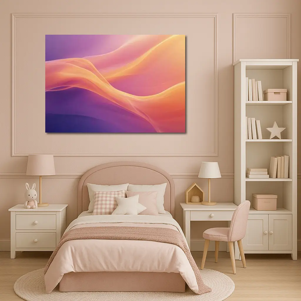 Soft Orange Purple Abstract Wave Art – Wall Art