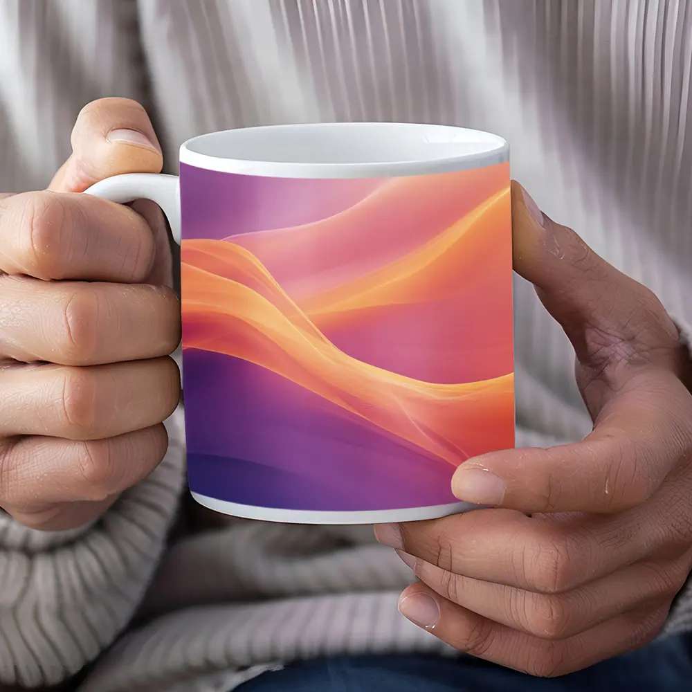 Soft Orange Purple Abstract Wave Art – Mugs