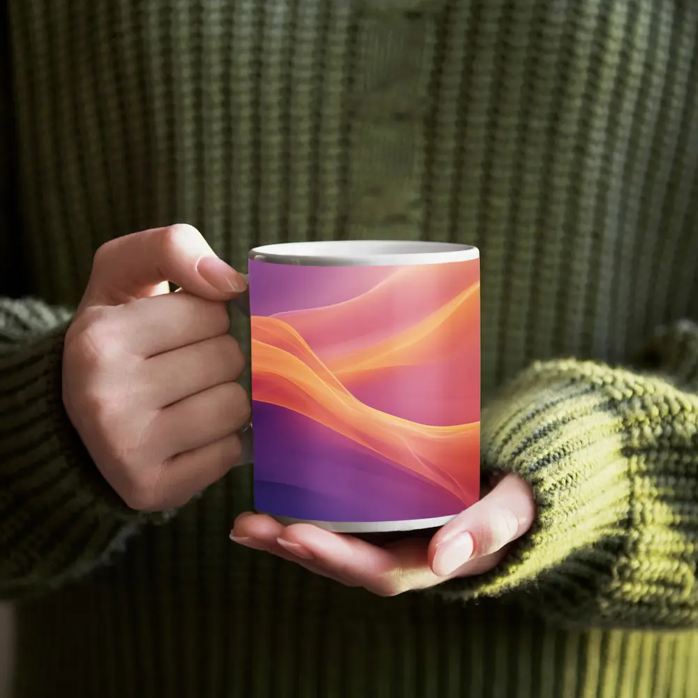 Soft Orange Purple Abstract Wave Art – Mugs