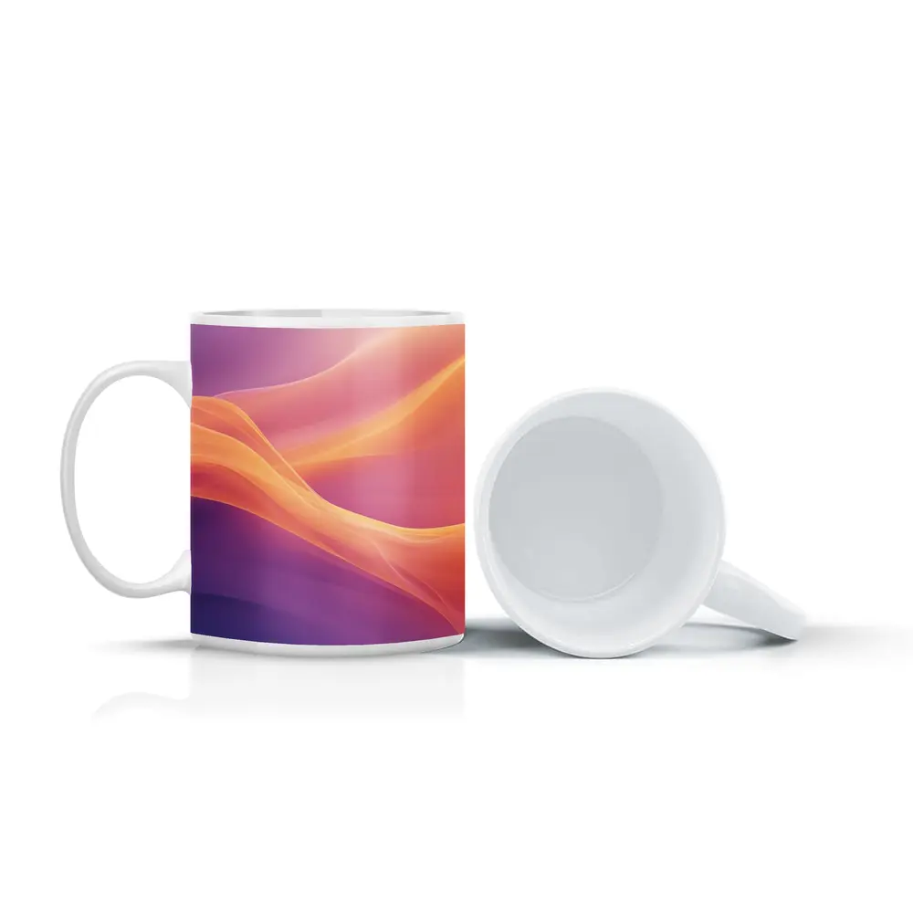 Soft Orange Purple Abstract Wave Art – Mugs