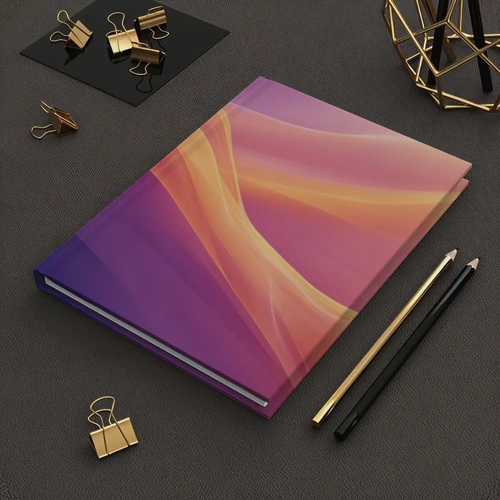 Soft Orange Purple Abstract Wave Art – Notebooks
