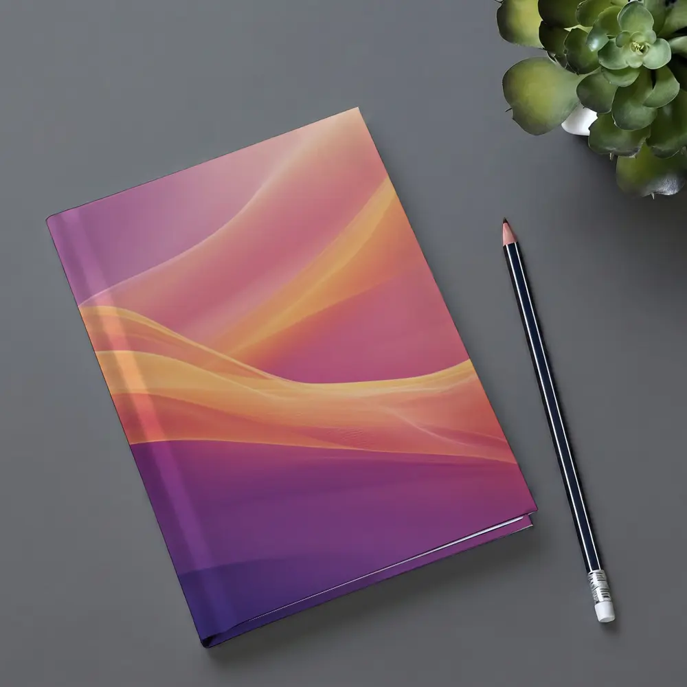Soft Orange Purple Abstract Wave Art – Notebooks