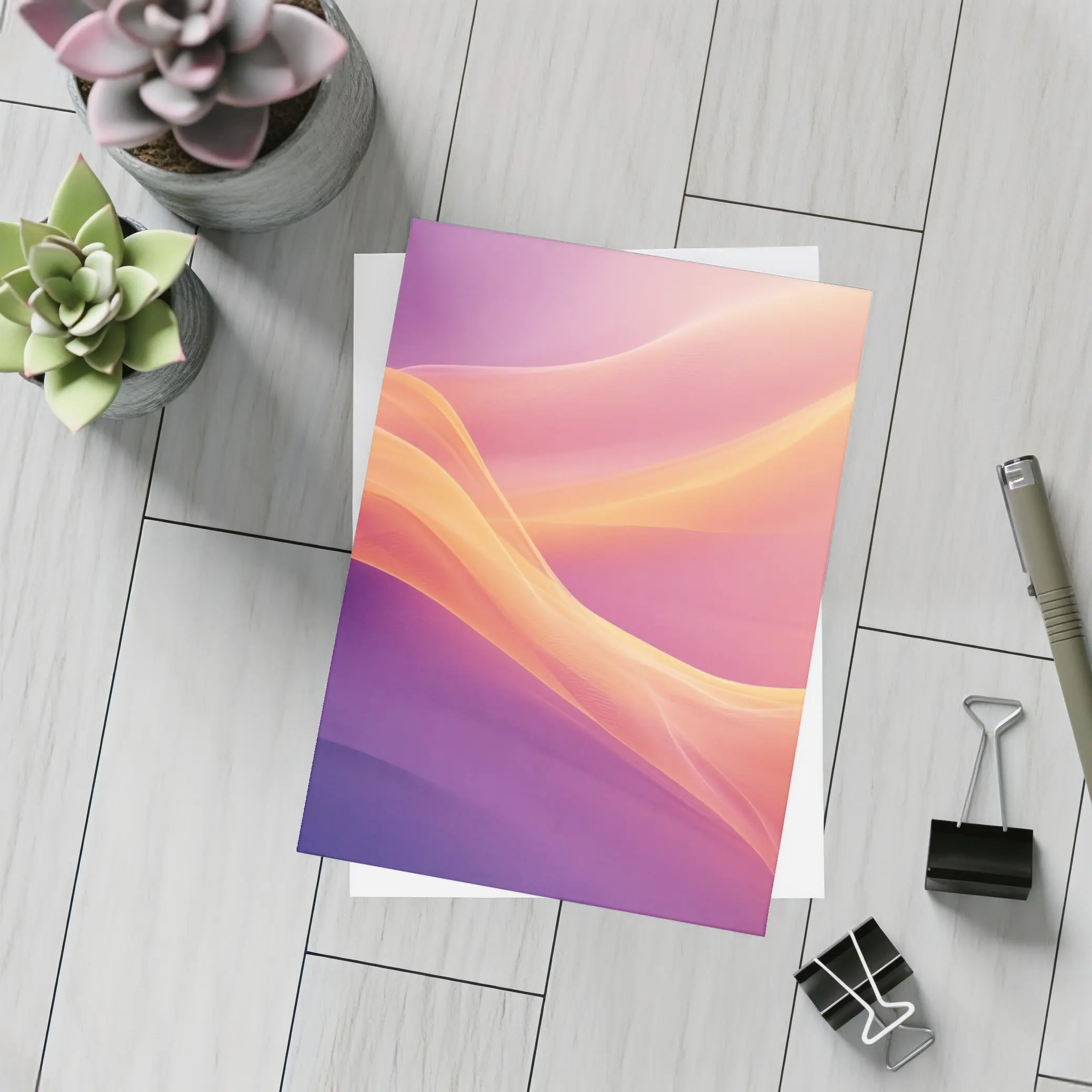 Soft Orange Purple Abstract Wave Art – Postcards