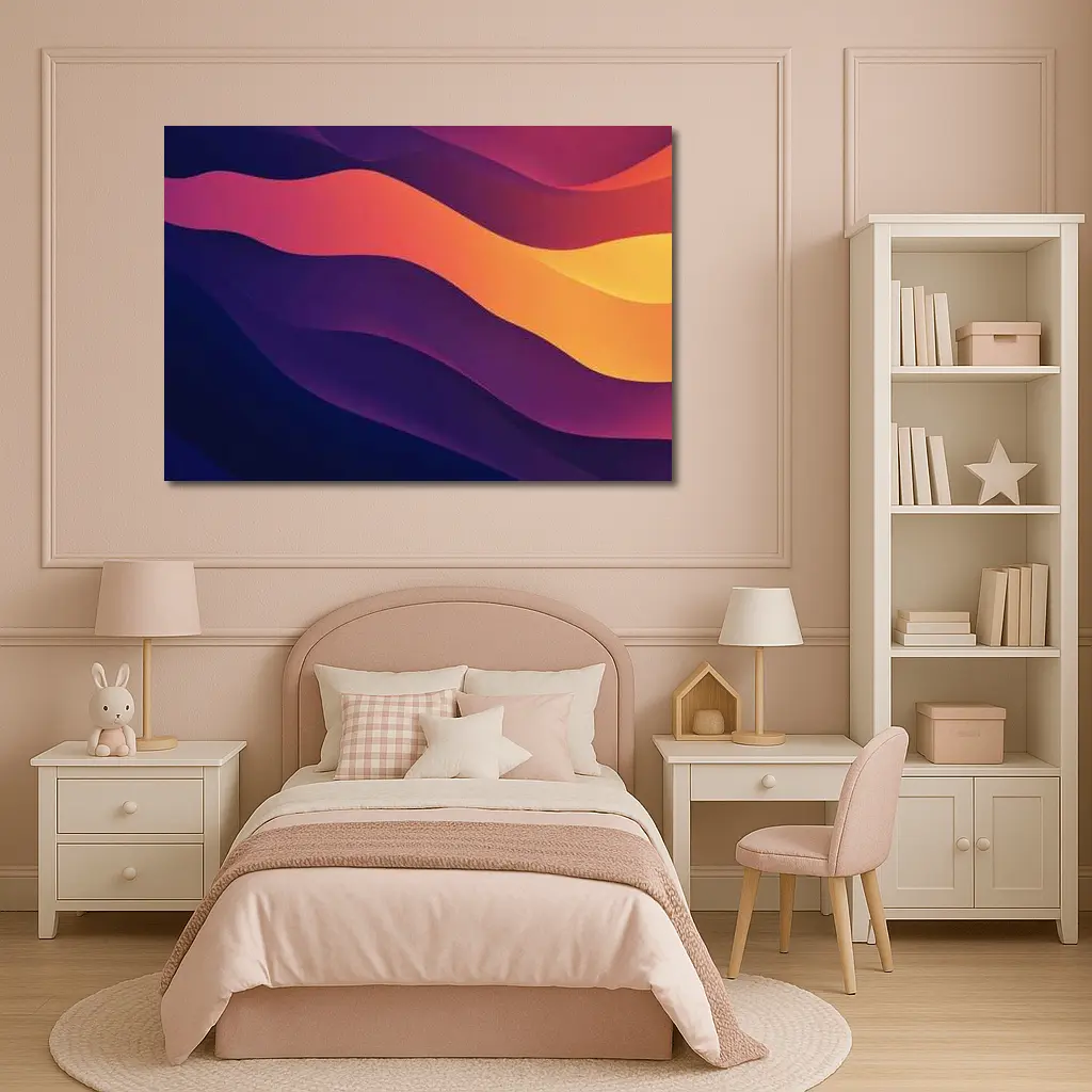Abstract Purple Orange Wave Flow Art – Wall Art