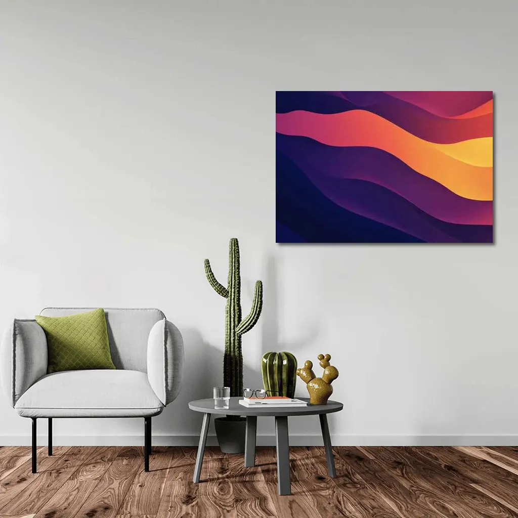 Abstract Purple Orange Wave Flow Art – Wall Art