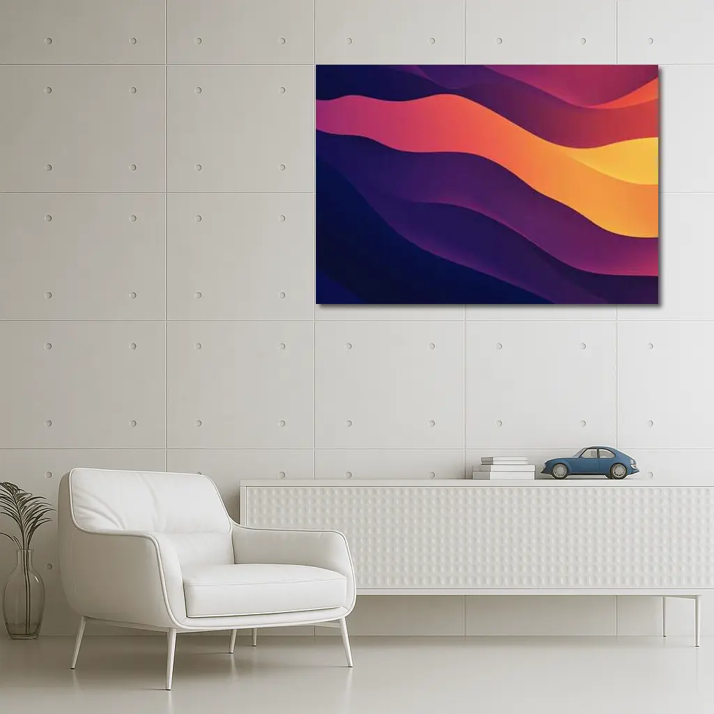 Abstract Purple Orange Wave Flow Art – Wall Art