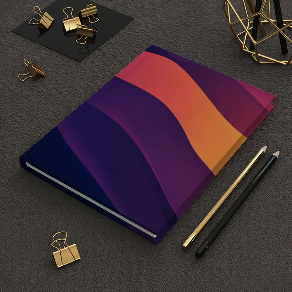 Abstract Purple Orange Wave Flow Art – Notebooks